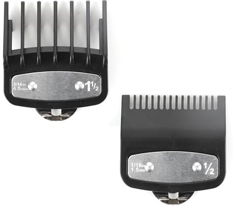 2 Pcs Clipper Guards Compatible with Wahl Clippers 0.5 1.5, Cordless Clipper Cutting Guards with Metal Clip 1/16 Inch and 3/16 Inch Replacement Guards Guide Combs Set, Standard Fitting Attachment Comb