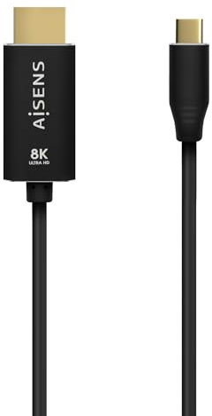 AISENS Cable Conversor Aluminio USB-C A HDMI 2.1 8k@60Hz. USB-C/M-HDMI/M. Negro. 2.0m