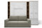 MAXIMAHOUSE Schrankbett vertikal mit Sofa, 2 Regalen und Kleiderschrank, Invento LED 140V mit Lattenrost aus Holz, Wandklappbett 140x200 modern Design (Eiche Country/Weiß Glanz + beiges Sofa)
