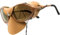Expeditionsbrille mit Nasen- und Seiten- Lederschutz - Windschutzbrille als Strandbrille, Gletscherbrille, Safaribrille (Sandbraun matt)