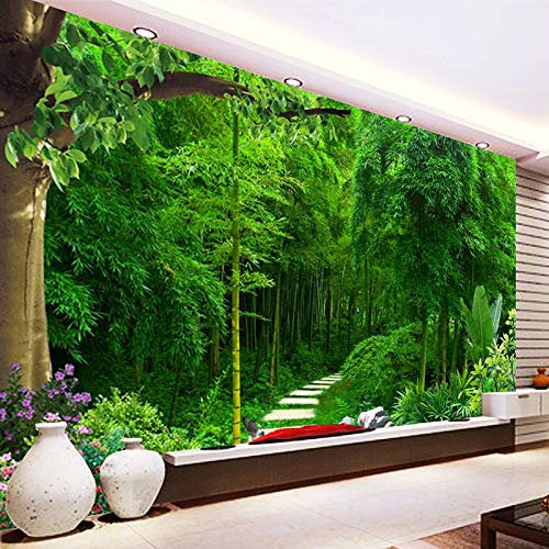 CILODO Photo Wallpaper Living Room Green Forest 3D Photo Wallpaper Mural Non-Woven 3D Wallpaper Paste Living Room The Wall for Bedroom Mural Border 400cm×280cm