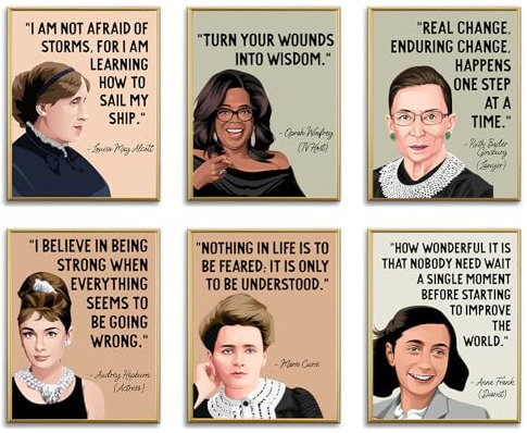 Poster für den Monat der Frauengeschichte, 6 Stück, inspirierende Poster für Geschichte, Klassenzimmer, Motivationsposter, berühmte Frauen in der Geschichte für die High Middle School