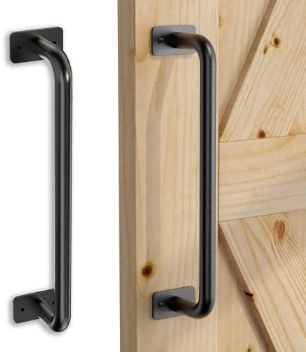 skysen 22CM Poignée Porte Coulissante 1PC Poignée de porte de grange Noir Poignées avec style simple, forme ronde d'angle, poignée pour porte coulissante Salle de bain Porte coulissante Kit complet