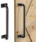 skysen 22CM Schiebetür Griff 1PC Türklinke Scheunentor Türgriff Schwarz Griffe mit Schlichter Stil mit Runde Eckform, Handgriff für Schiebetür Gartentor Schrank Badezimmer Schiebetür Komplettset