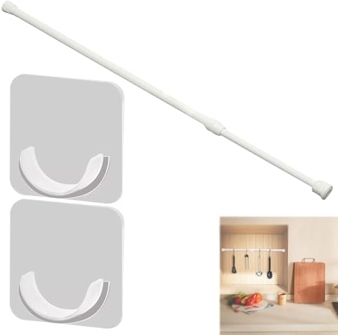 Asta per Tenda Finestra, Bastoni per Tende Allungabili Senza Forare, Bacchette Tende a Molla Asta Telescopica Doccia, Asta per Tenda Doccia, Bastoni per Tende Allungabili Senza Forare,Bianco,30-50 CM