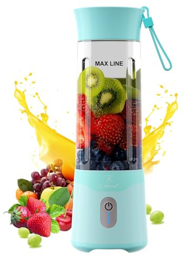 COKUNST 18oz Portable Blender, USB Rechargeable Personal Size Blenders, Smoothie Blender with 6 Blades for Protein & Shakes, Mini juicer with Extra Handle Lid for Travel Sports Outgoing
