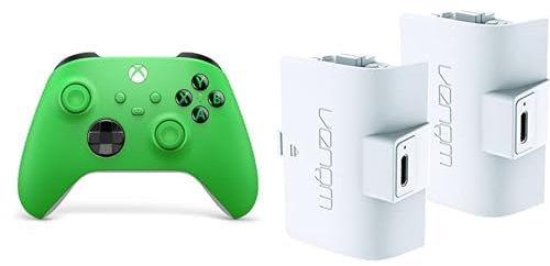 Xbox Wireless Controller – Velocity Green+Venom Doppelpack mit wiederaufladbarem Akku Controller - Weiß Series X & S One