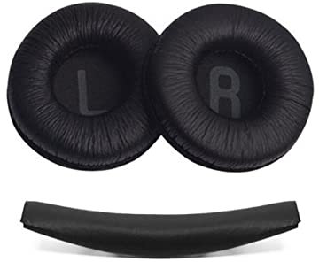 Almohadillas + Diadema para Tune 600 T450 T450BT T500BT JR300BT,70mm Almohadillas de Espuma de Repuesto Almohadillas Blandas para Auriculares (Negro)