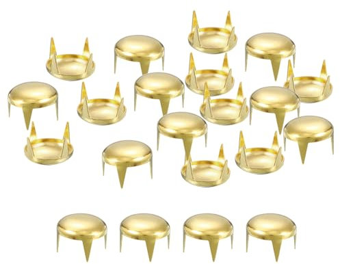 sourcing map 80Pcs Gold Round Dome Rivets, 10mm Brass Spike Studs Spots Punk Rock Nailheads Claw Beads for DIY Clothes Belt Bag Shoes Bracelet Leather Craft