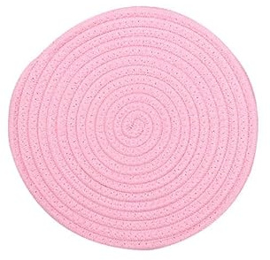 Hrlace Dessous de plat en fil de coton antidérapant élégant - Résistant à la chaleur - Sets de table ronds tressés pour la cuisine et la pâtisserie - 1 pièce - Rose - 38 cm