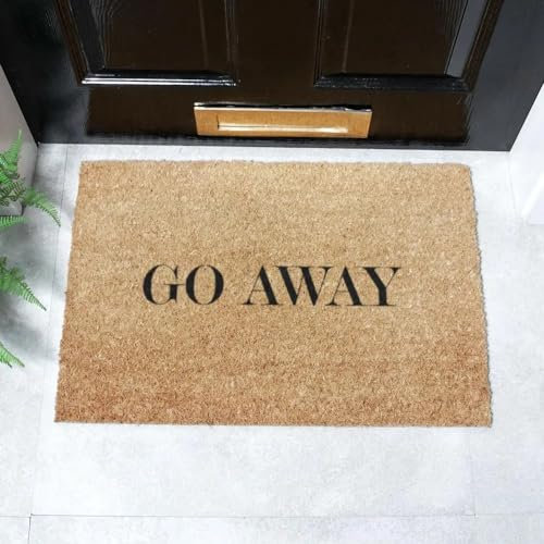 Artsy Mats - Go Away Thin Doormat - Made from Tufted Coconut Fibre - Non-Slip Natural Rubber Backed Door Mats Indoor - Heavy Duty, Decorative Outdoor Mats (60x40cm)