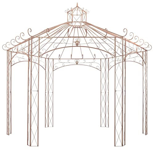 Homgoday Gartenpavillon, Braun, antik, 4 m, Eisen, Pergola, für Camping, Party, Feiern, Outdoor, Pergola