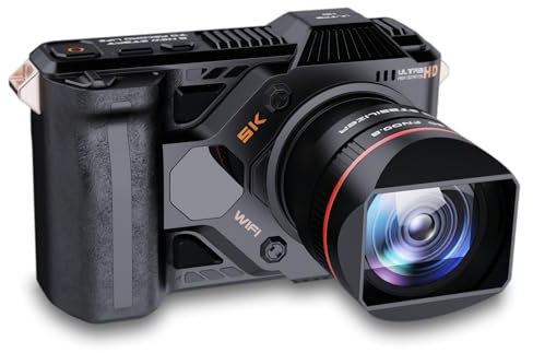 Fotocamera Digitale 5K - Videocamera da Viaggio 5G WiFi 16:9 50MP 4800mAh, Fotocamera Retro HD Professionale con Schermo da 4,0 Pollici/Zoom Digitale 50x / Visione Notturna a