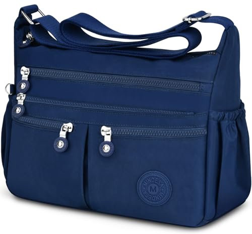 TEUEN Crossbody Bag Damen Große Kapazität Wasserdicht Nylon Umhängetasche Damen Mittelgroß, Casual Handtasche & Leichte Schultertasche Gross Messenger Bag mit Vielen Fächern
