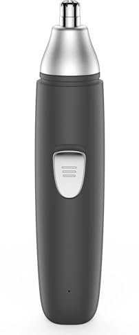 Rasoio professionale per peli di orecchie e naso, rasoio per sopracciglia indolore, potente motore e lame a doppio bordo per un taglio più fluido (grigio)