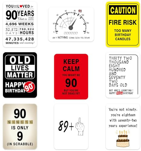 WERNNSAI 90th Birthday Decorations - 9 PCS 90 Years Fun Birthday Signs 90th Birthday Party Banner Door Wall Windows Decor 90 Birthday Gift Picture Props for Men Women 90th Birthday Supplies