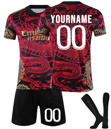 24/25 Home/Away Football Jerseys, Football Kits for Kids Adult, Personalized DIY Football Strips with Name Number, Football Shirts Shorts Socks Set Football Fans Birthday Gifts for Boys UK