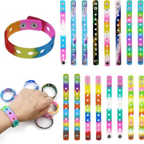 LDBKLGHJ Bracciale in silicone regolabile con foro – cinturino in gomma resistente, cinturino in silicone personalizzabile con vari colori, cinturino in citronella – 16 pezzi