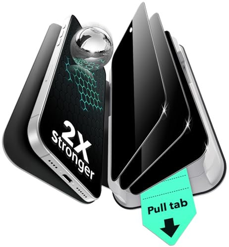 ESR für iPhone 16/iPhone 15 für Panzerglas 3 Stück [3 Sekunden Schnellinstallation] Militärischer Schutz, 9H Härte, Anti-Spy Schutzfolie mit UltraFit Ablage