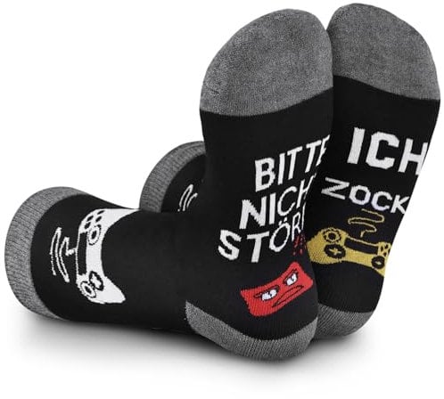 OFFCUP Lustige Gaming Socken Gamer Geschenk Mit Spruch Bitte Nicht Stören Ich Zocke Zocken Socken Lustig Neuheit Geschenke Für Zocker Männer Herren Frauen Damen Weihnachts Valentinstag Geburtstag