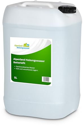Alpenland BatterieFit Distilled Water, 5 Litre Canister, Highest Purity for Car Battries, Motorcycle Batteries and Acid Batteries, Protection Against Deposits and Sulphation