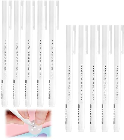 Glue Pens, 10 Pack Quick-Drying Liquid Adhesive, Precision Craft Glue for Card Making, Kids Crafting, Fabric, Papercrafts, Scrapbooking, School Office Supplies, White, Safe & Non-Toxic