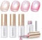Born Pretty Vernis Semi Permanent Magnétique Rose Nude, 4 Couleurs Pailleté Holographique Cat Magnetic Eye U V Gel Nail Polish pour Salon de Manucure Maison de Bricolage