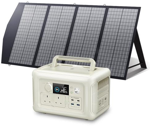 ALLPOWERS Solar Generator R600 with 140W Foldable Solar Panel, 2x 600W AC Output/299Wh LiFePO4 Battery, 100% Charged in 1 Hour Portable Power Station, USB-C 100W Home Backup Power, Camping RVs