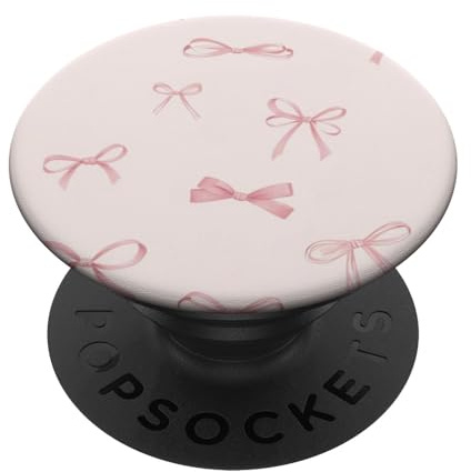 Cherry Pink Bow Coquette Pattern PopSockets Adhesive PopGrip