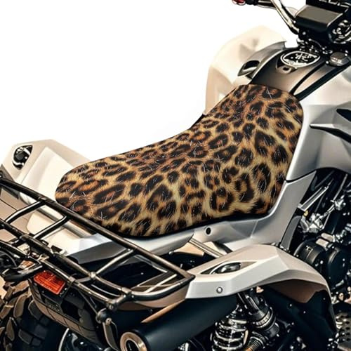 Wanyint ATV Sitzbezug wasserdicht 63,5x25,4 cm, universeller, reißfester Polyester-ATV-Sitzschutz, Stretch-Passform für Honda/Yamaha/Polaris, einfache Installation, brauner Leoparden-Druck
