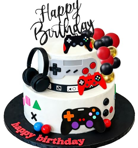 LaVenty Videospiel Kuchendekoration Waffelpapier Gaming Tortendeko | Videospiel Kuchendekoration Waffelpapier Gaming Tortendeko Videospiel Geburtstag Kuchen Deko für Baby Dusche Jungen