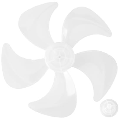 WEKONUMEX Plastic Fan Blade, 5-Leaf Fan Blade Pack of 4 in 12/14/16/18 Inch with Nut Cover Multicolor(14inch White)