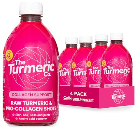 The Turmeric Co. Collagen & Turmeric Shots | 28 Shots | Natural Vegan Cold-Pressed Ingredients | No Preservatives | No Added Sugar