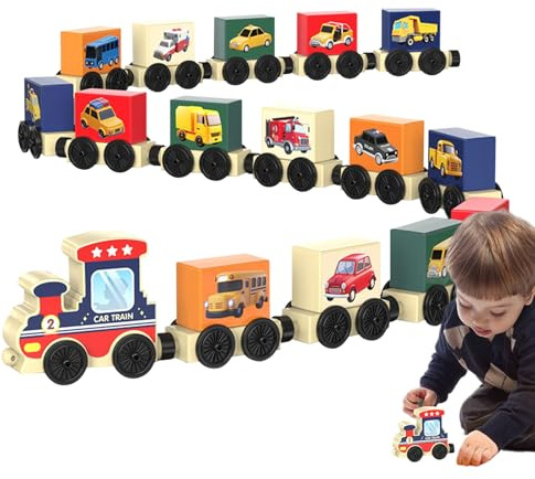 Holzeisenbahn Set,Pädagogisches Spielzeugauto - Spielzeugzug Mit Holztieren | Für Und Mädchen, Für Wohnzimmer, Kindergarten, Vorschule, Schule, Kindertagesstätten, Homeschooling Und