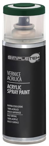 SIMPLETEK - Bomboletta Vernice Spray Acrilico Verde Abete RAL 6009 Colore Brillante Universale Multimateriale Interni Esterni 400ml (1 pezzo)