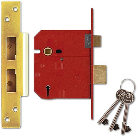 Union Locks 2234E 5 Lever BS Mortice Sash Lock Plated 79.5mm - Brass Finish (Visi Pack)