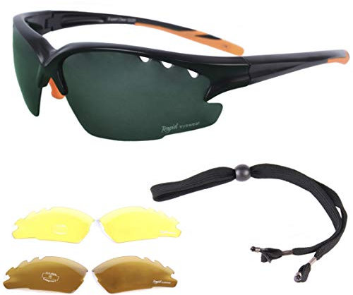 Rapid Eyewear Fairway Lightweight TR90 GOLF SUNGLASSES with Interchangeable Lenses for Men & Women. UV400 Protection Glasses for Golfers. Low light & Polarised Lenses