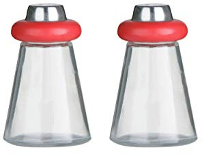 Premier Housewares Red Salt and Pepper Shaker Set/Coordinating Colors/Made From Strong Glass/Adds a Visual Aesthetic Shakers 6 x 10 x 6