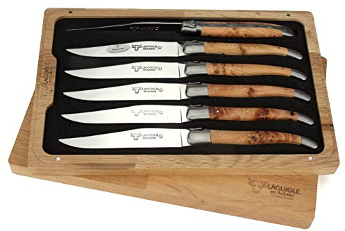 Laguiole en Aubrac 62C99GEIH - Set 6 Steakmesser - sechs Tafelmesser - Griffschalen Wacholder