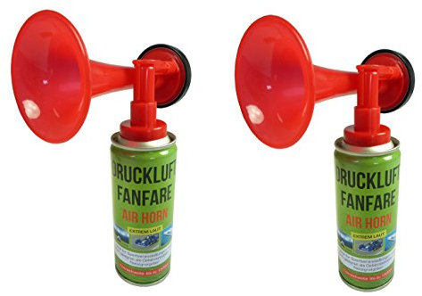 2 Stück Air Horn Druckluftfanfare extrem laut, Ideal für Sportveranstaltungen oder als Notsignal, Tonreichweite bis zu 1500 Metern