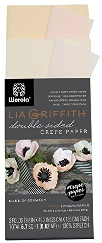 Lia Griffith Doppelseitiges Krepppapier, Falzrolle, 18 m², Verschiedene Farben (LG11019), Papier, Rouge und Chiffon, Blütenblatt und Pfirsich, 6.7-Square Feet