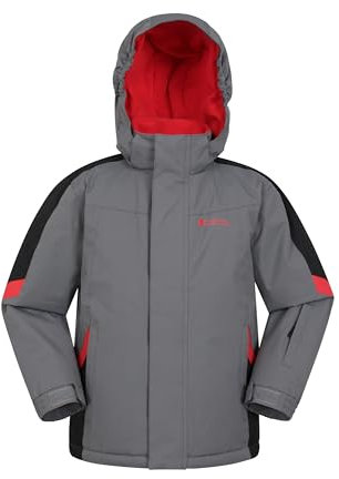 Mountain Warehouse Raptor Kids Ski Jacket - Snowproof, Fleece Lined Snow Coat with Hood - Boys and Girls Winter Warm Skiing, Snowboarding & Outdoors Dark Grey Kids Size 2-3 Years