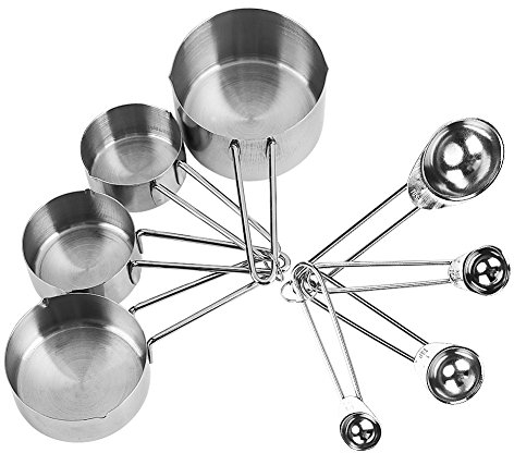 Yosoo 8pcs/Set Stainless Steel Measuring Cups&Spoons Kit for Dry And Liquid Mearure Cup Set Cooking Baking Measuring Kit Kitchen Gadget Baking Tool