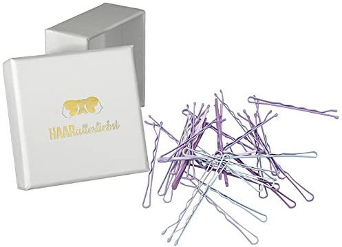 HAARallerliebst 30 Haarnadeln - 5 cm Bobby Pins - rosa lila weiss für alle Haarfarben – Haarklemmen Damen Kinder & Hair Pins in weisser Box - Perfekte Haarnadel für Styling & Halt