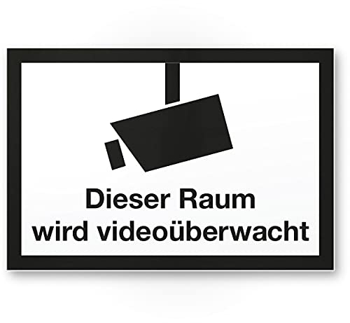 Komma Security Raum videoüberwacht Schild 30 x 20 cm - Achtung Vorsicht Videoüberwachung - Hinweis Hinweisschild Videoüberwacht - Warnschild Warnhinweis