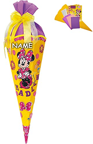 alles-meine.de GmbH BASTELSET Schultüte - - Minnie Mouse - inkl. Name - 85 cm - mit/ohne Kunststoff Spitze - Zuckertüte - incl. Rohling - Bastelschultüte - Set zum selber B..