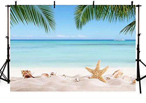 MEHOFOTO 2,1 x 1,5 m Sommer Strand Brautdusche Hintergrund Banner Meer Palmen Fotografie Hintergrund für Bild Blauer Meer Himmel Tropische Geburtstag Hochzeit Party Dekorationen Fotoautomaten Studio