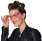 Amakando Stylische Rock n Roll Cat-Eye Brille für Damen/Weiß-Rot/Schicke Retrobrille gepunktet im 60er Jahre Look/Perfekt geeignet zu Kostümfest & Karneval
