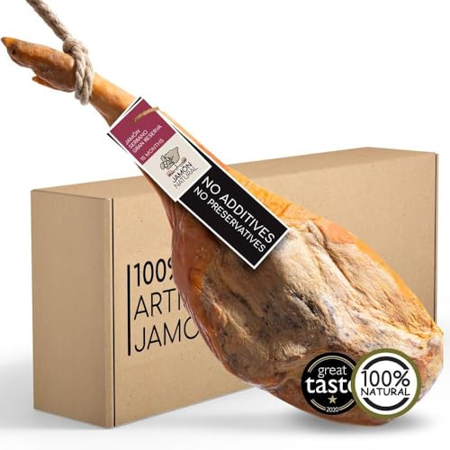 Whole Serrano Ham Leg | 6-6.5kg Gran Reserva 15-Month Cure Spanish Jamon | Great Taste Award-Winner 2020 | Expertly Cured Authentic Spanish Ham | 100% Natural Jamon | No Additives or Preservatives