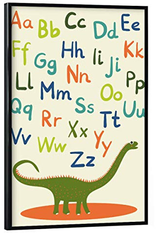 artboxONE Poster mit schwarzem Rahmen 75x50 cm Für Kinder Dino ABC Kinderzimmer - Bild Dinosaurier